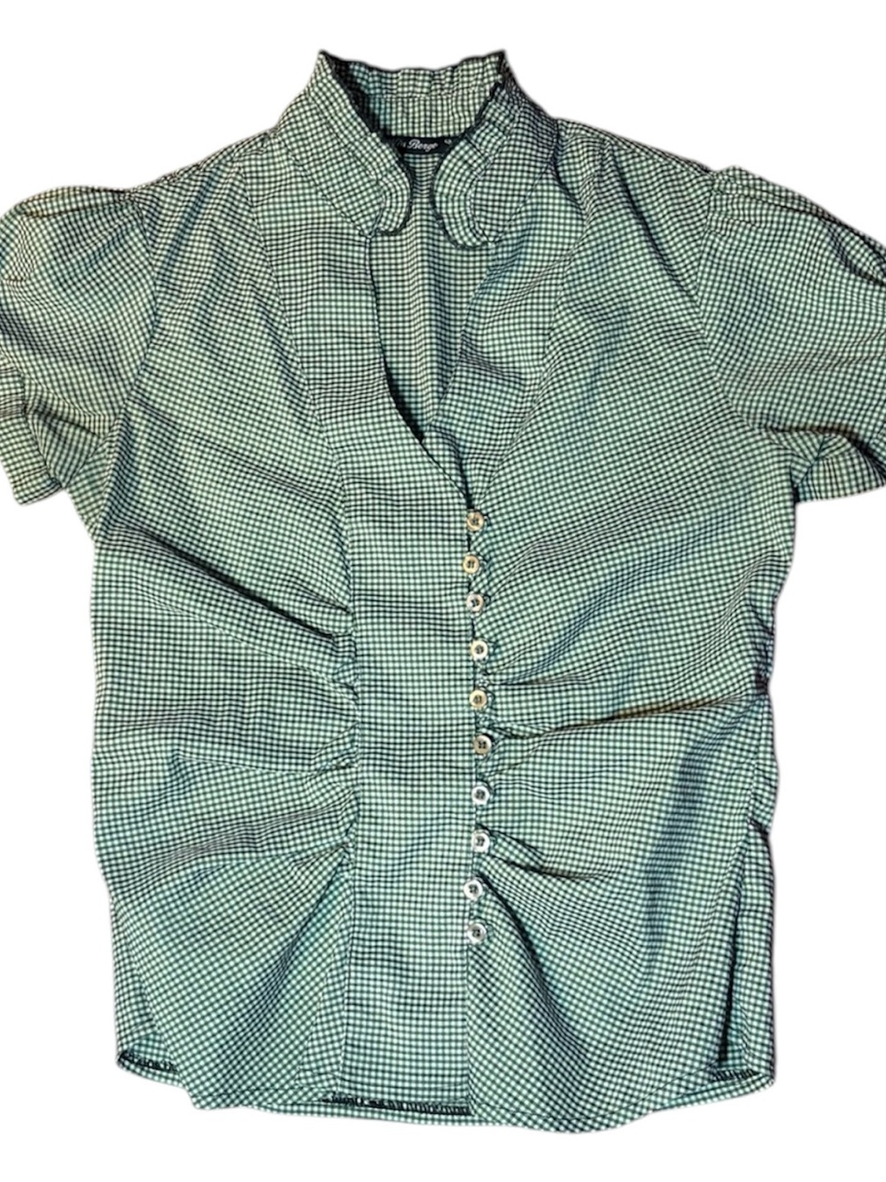 Green gingham blouse